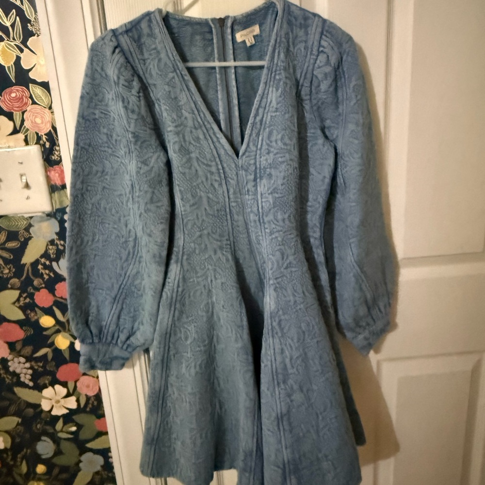Pilcro Light Blue Textured Mini Dress